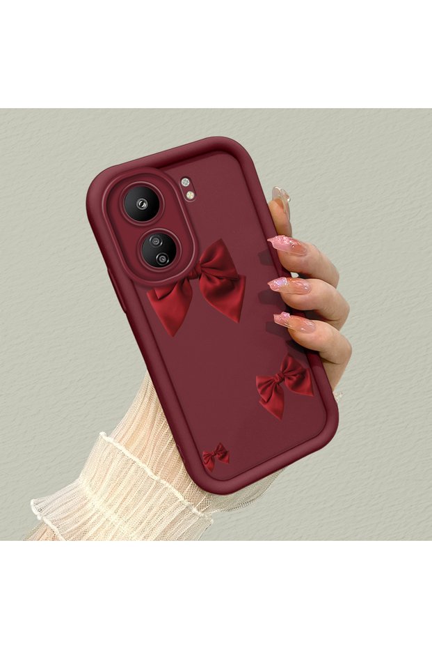 Redmi 13C Compatible High-Quality Bow Ribbon Silicone Phone Case