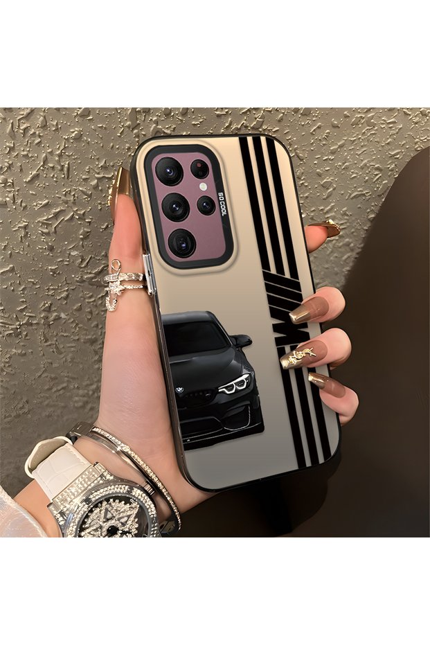 Anti-Fall Slim Hard Case Compatible with Samsung Galaxy S22 Ultra with Bmw Pattern