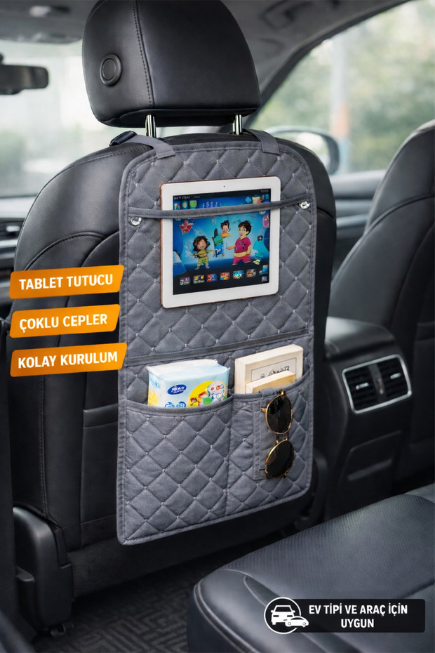 Hand Feather Car Seat Back Organizer In-Car Tablet Holder Car Trunk Bag Car Interior Accessories