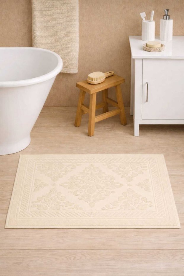 Foot Towel-Foot Mat Ecru 50*70 cm 1 Piece - Bathroom - Guest - Dowry 100% Cotton