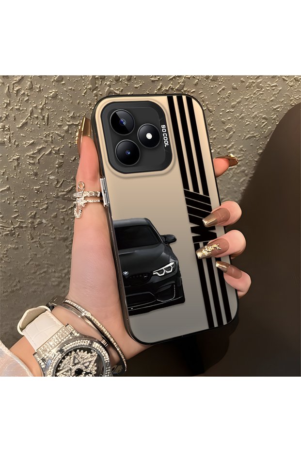 Anti-Fall Slim Hard Case Compatible with Realme C53 with Bmw Pattern