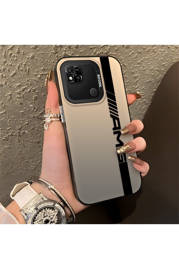حافظة صلبة رفيعة مضادة للسقوط بنمط AMG متوافقة مع هاتف Redmi 9C