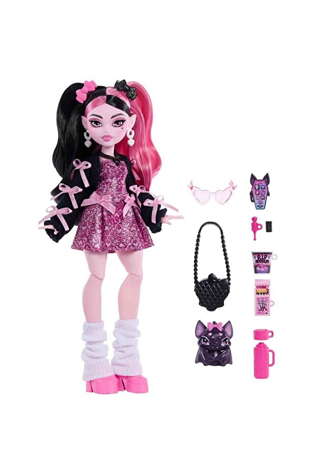 MONSTER HIGH Ana Karakter Bebekler HPD53 - Pembe Kurdeleli Draculaura Jhk29
