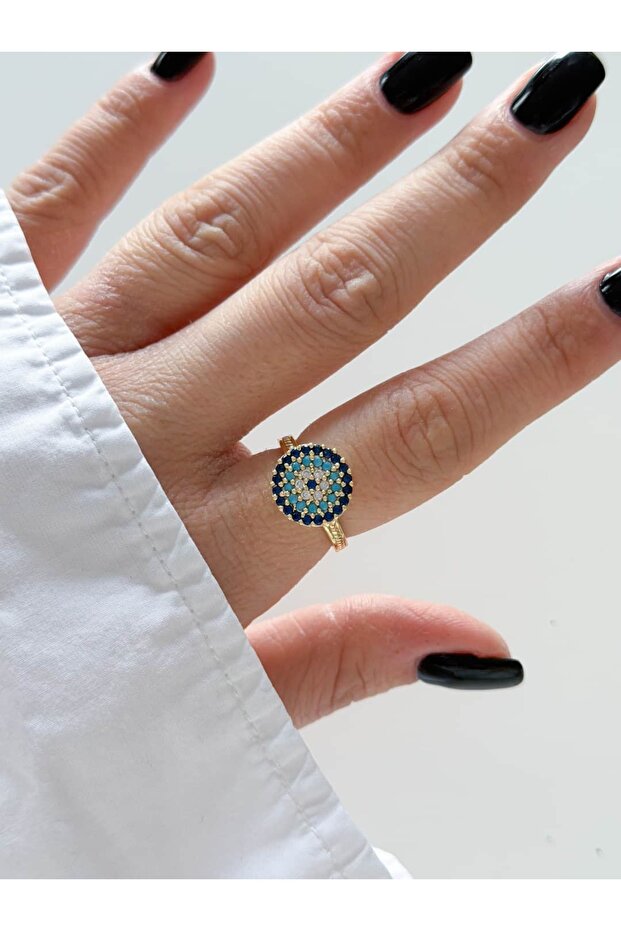 Stone-Set Evil Eye Ring (Adjustable) - 1