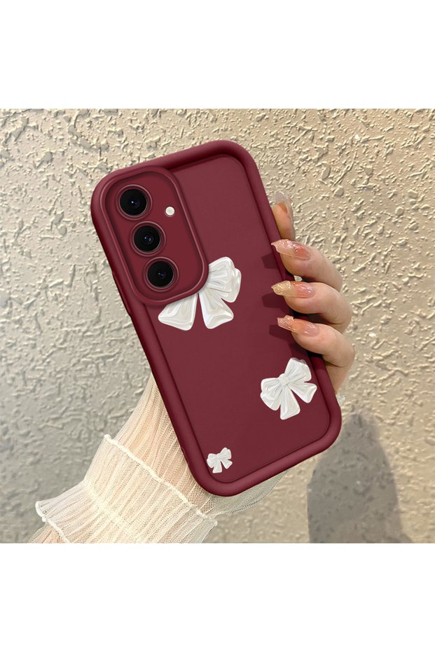 High Quality Bow Ribbon Silicone Phone Case Compatible with Samsung Galaxy S24 Fe