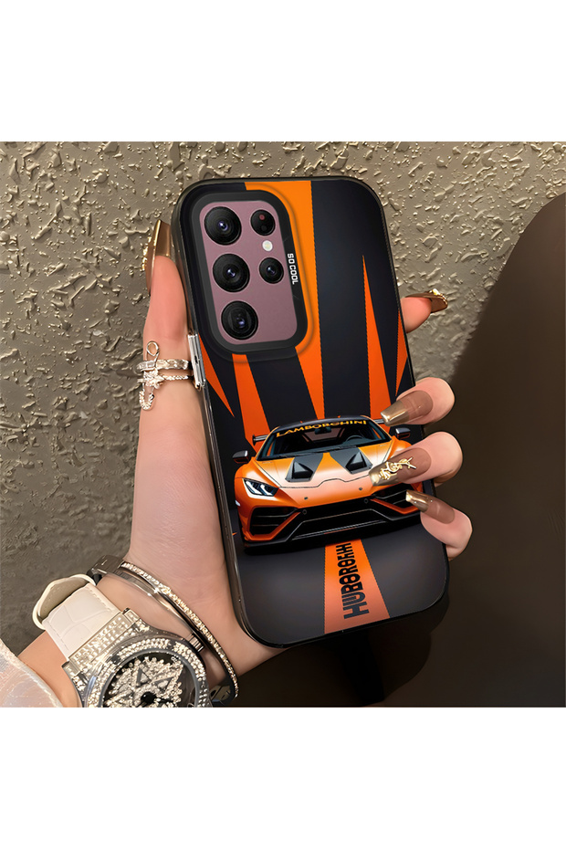 Lambo Pattern Anti-Fall Slim Hard Case Compatible with Samsung Galaxy S22 Ultra
