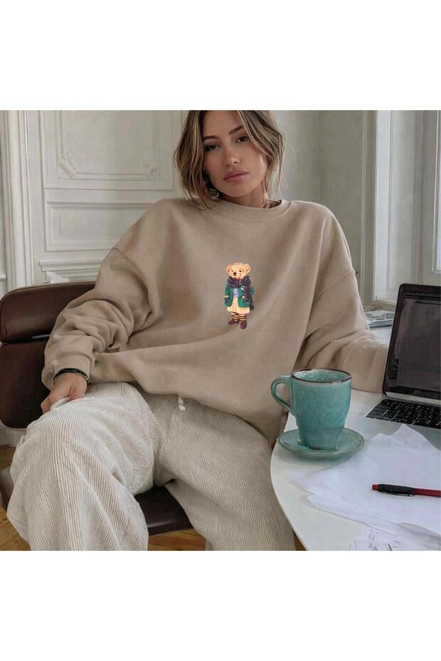Teddy Bear Printed Organic Cotton Sweatshirt