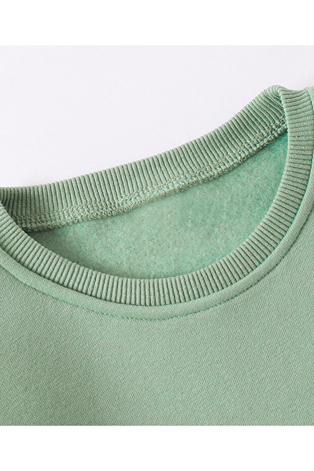 Solid Full Sleeves Sweatshirt - Green - 4