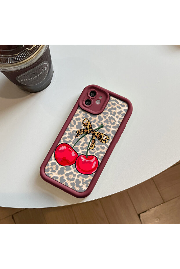 حافظة هاتف من السيليكون مقاومة للصدمات بنمط باردوس باللون الأحمر الداكن، متوافقة مع ريدمي نوت 14 برو 4G - 6