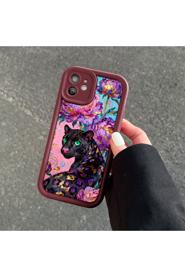 حافظة هاتف من مادة السيليكون المقاومة للصدمات بنمط باردوس باللون الأحمر الداكن، متوافقة مع هاتف Redmi Note 14 - 6