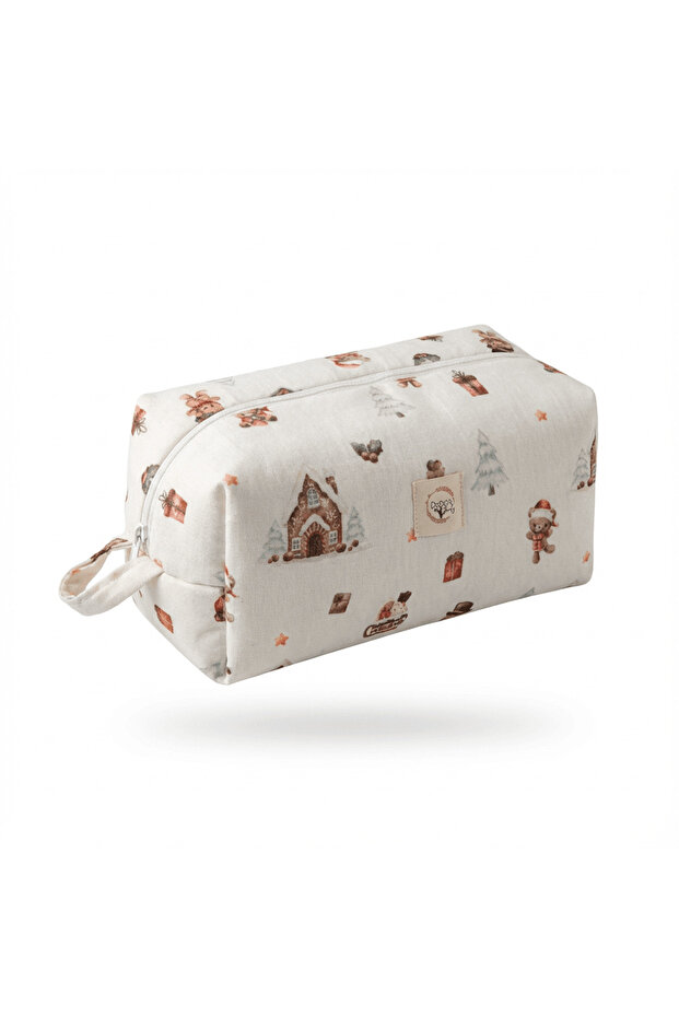 Multi-Purpose Muslin Cookie Man Patterned Mother Baby Care Organizer and Cosmetic Bag