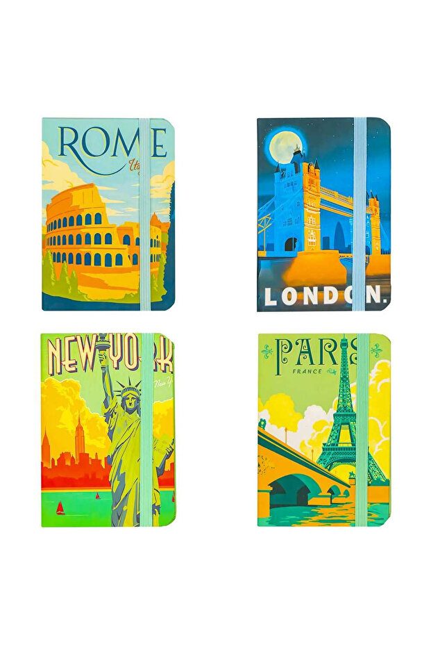 A5 Notebook With Elastic, 80 Sheets, Cities - 1