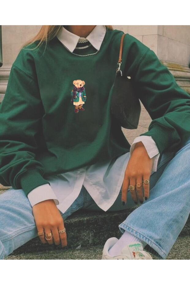 Teddy Bear Printed Organic Cotton Sweatshirt