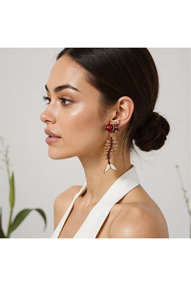 Long Fish Design Earrings