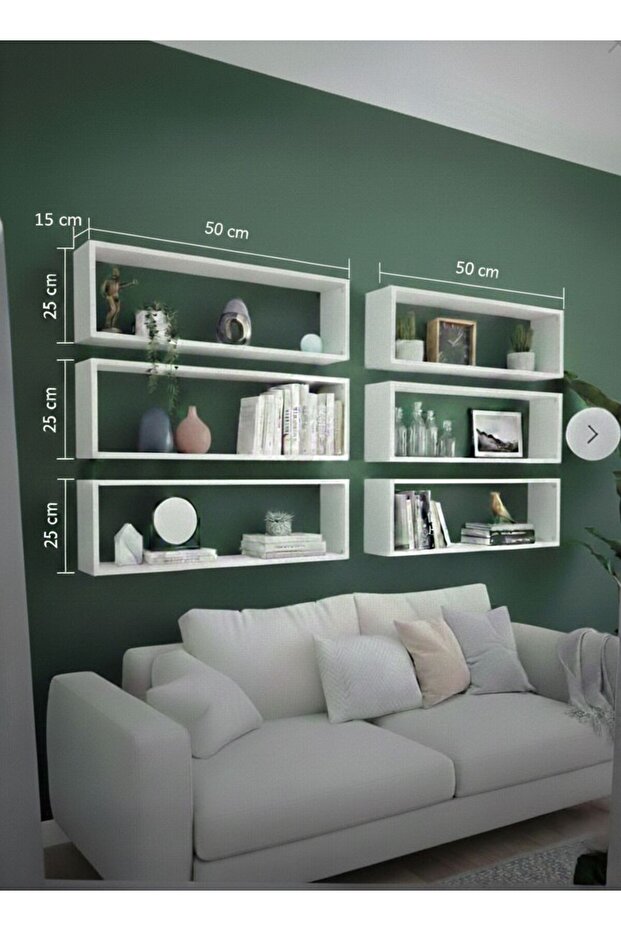 decor beyaz duvar rafı 6 lı - 3