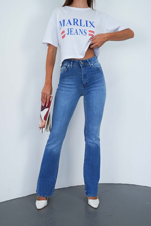 Women's High Waist Flared Jeans Trousers