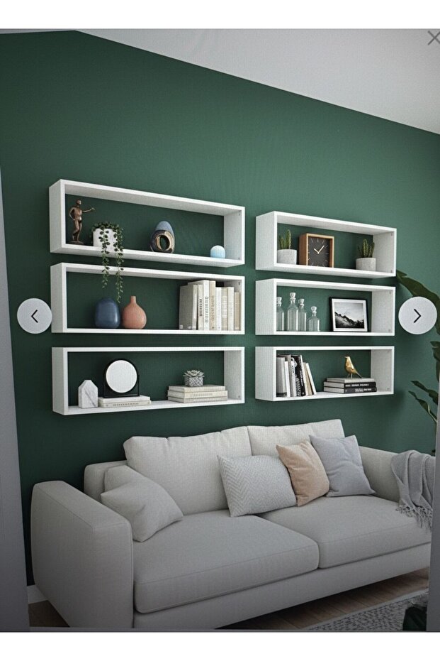 decor beyaz duvar rafı 6 lı - 1