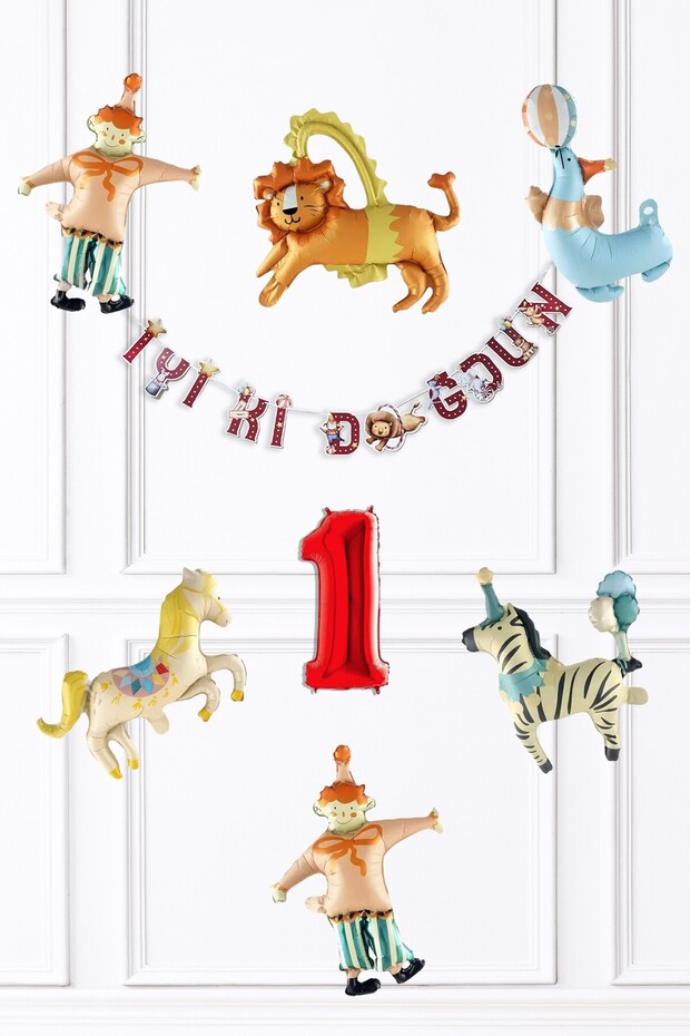 Circus Concept Birthday Balloon and Banner Set