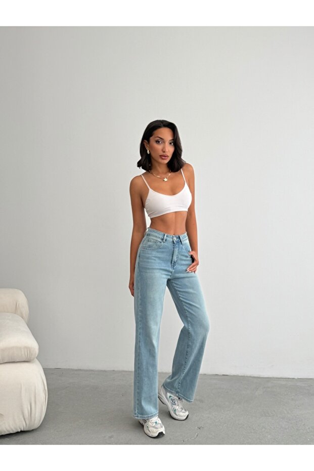 Simple elastic flared jeans - 8