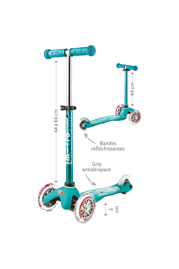 Scooters - Mini Deluxe with LED Wheels |Adjustable Handlebar |3 Wheels |Max Load 50KG | Scoote - 2