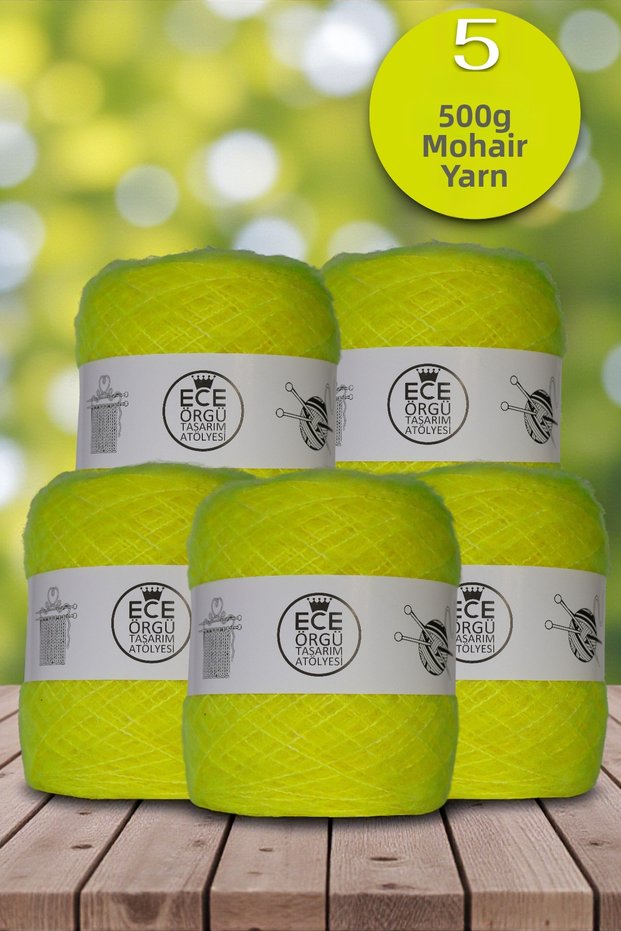 Lemon Yellow, Fine Mohair Knitting Yarn with Lots of Fluff (500 Gr.)