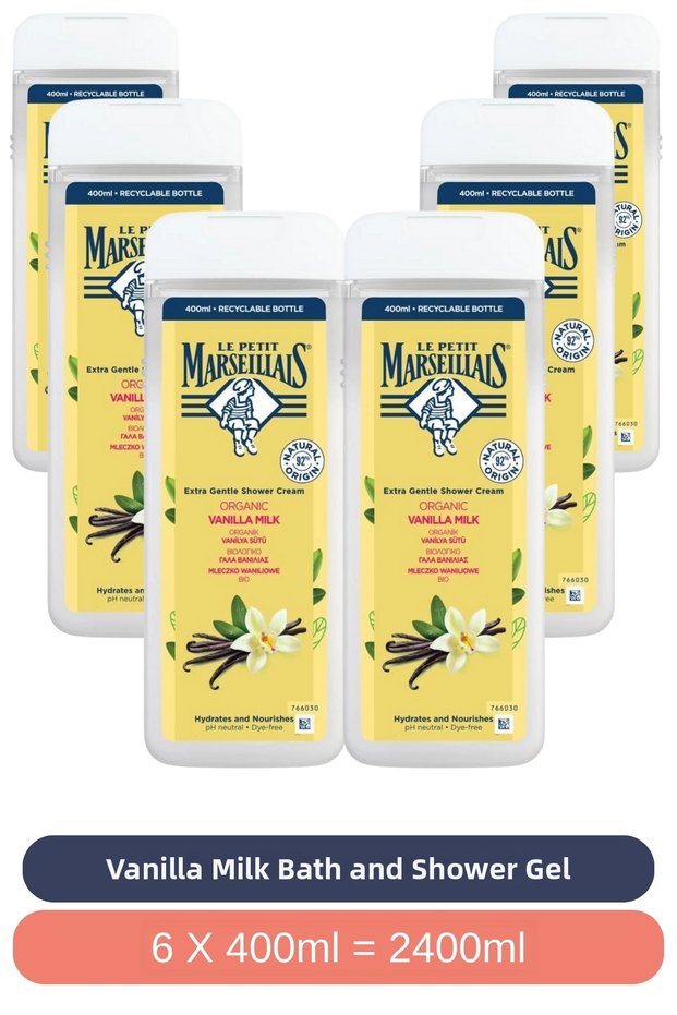 Organic Vanilla Milk Shower Gel 400 ml X6