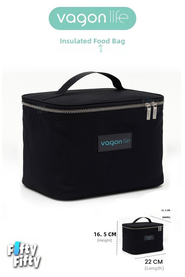 Heat Insulated Thermal Meal Lunch Box Food Carry Thermos Bag with Hot & Cold Pockets -Ffb1062