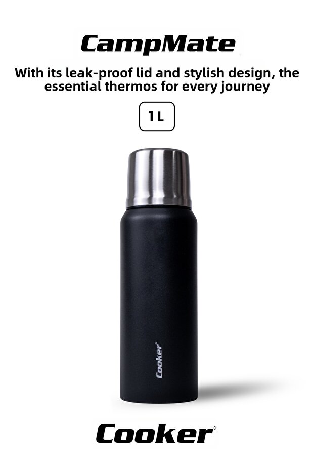 Campmate 1 Liter Stainless Steel Thermos Black Ckr2081