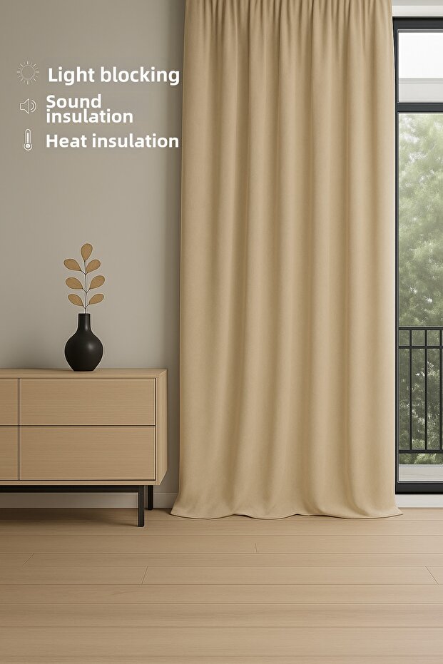 Luxury Beige Elegance Light Proof Blackout Curtain