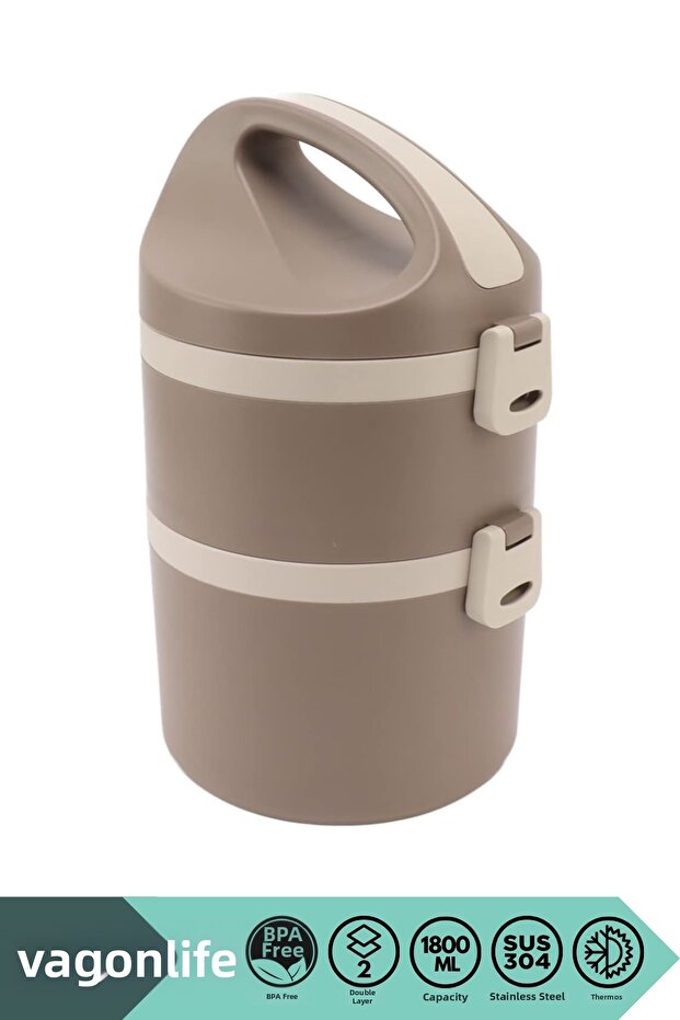 Bento 1800ml Lunchbox New Collection 2-Layer 4-6Hour Thermos Featured Steel Lunch Box