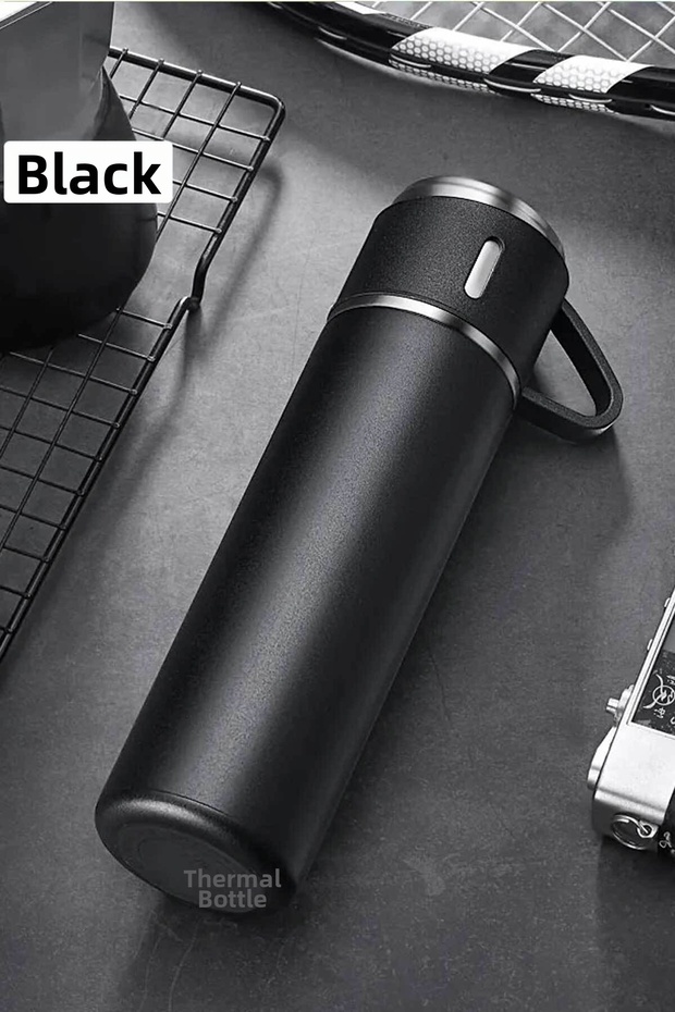 304 Stainless Steel Vacuum Open Close Gasket Thermos Flask with Lid and Glass 450 ml 527