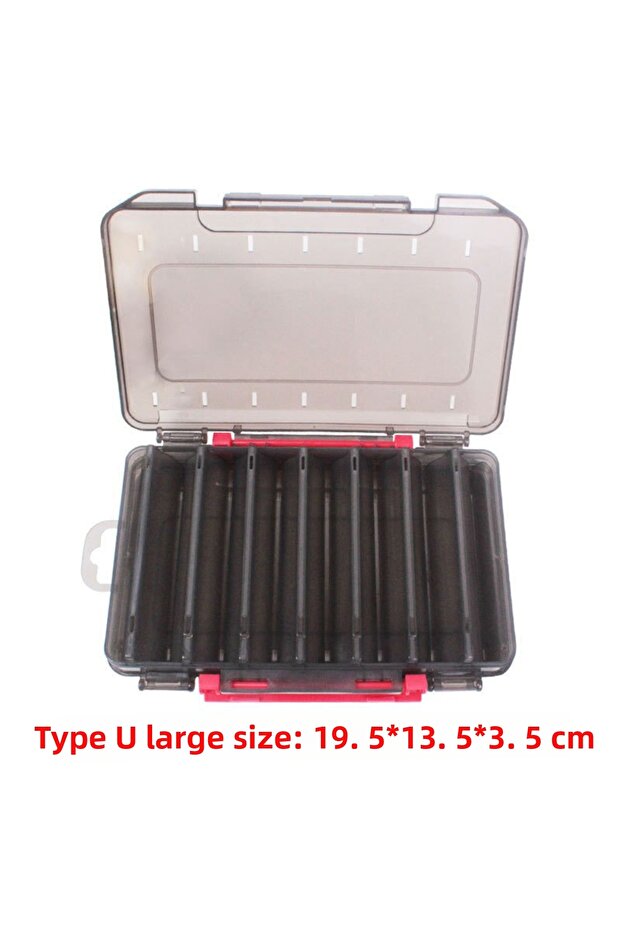 Black Big Shrimp Fishing Box Fishing Accessories Box Squid Jig Box Tackle Double Side Folio U Size W