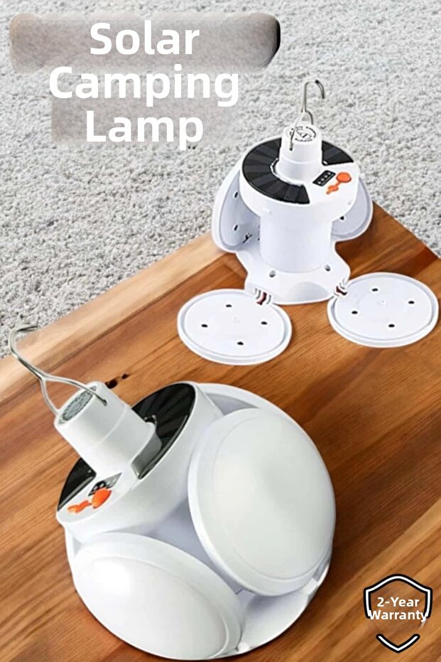 Camping Lamp Searchlight White Light Solar Powered Solar Lighting 5 Blades Foldable