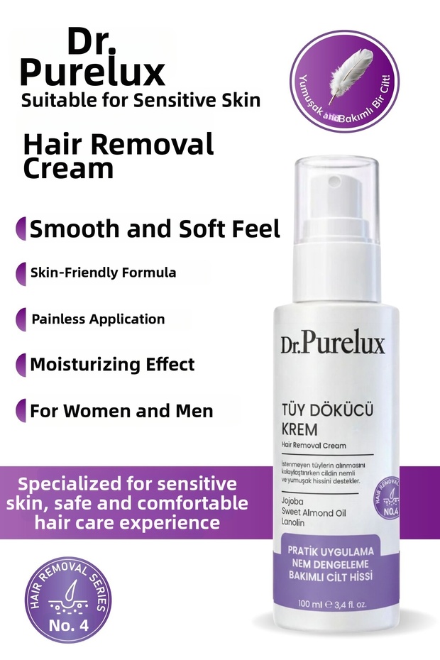 Hair Removal Cream – Gentle and Comfortable Hair Care Suitable for Sensitive Skin – Shea Butter & Hyaluronic Acid