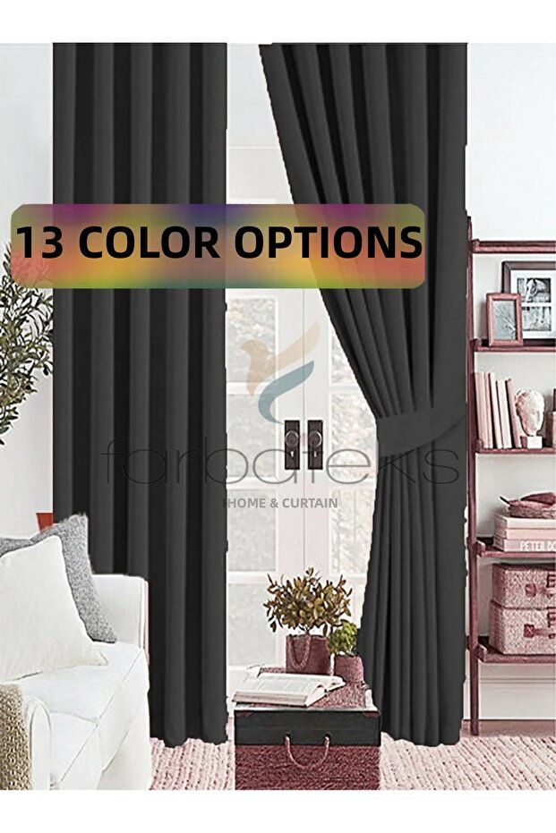 Dark Gray Anthracite Thick Sunshade Blackout Blackening Background Curtain Flat Planting