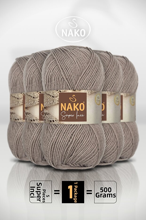 Super Pearl • Mink (2000) • 5-Pack × 100 Gr / 260 m • Wool Blend Hand Knitting Yarn • Scarf, Vest, Sweater