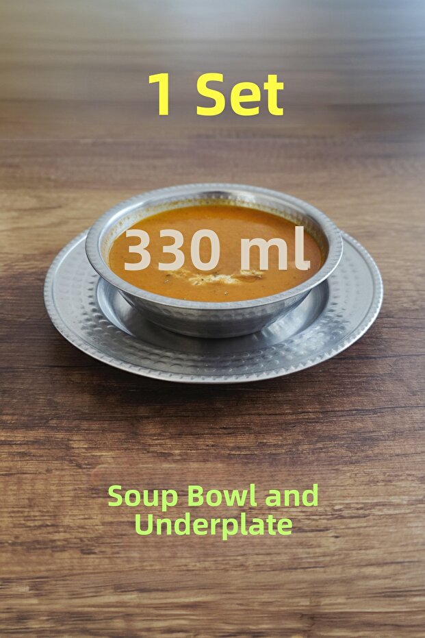 Attractive Hammered Pattern Soup Bowl and Saucer Set, Soup Bowl Set 14cm - 17cm
