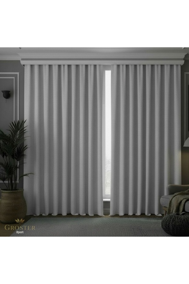 Light Gray Blackout, Light and Sun-Blocking Blackout Curtain, Drapery Curtain, Unpleated A-QUALITY++ [ENXBOY]