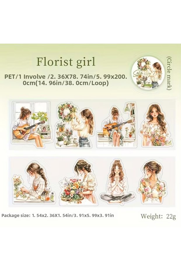 8Pcs Transparent Flower Girl Sticker Bullet Journal Scrapbook Laptop Agenda Planner