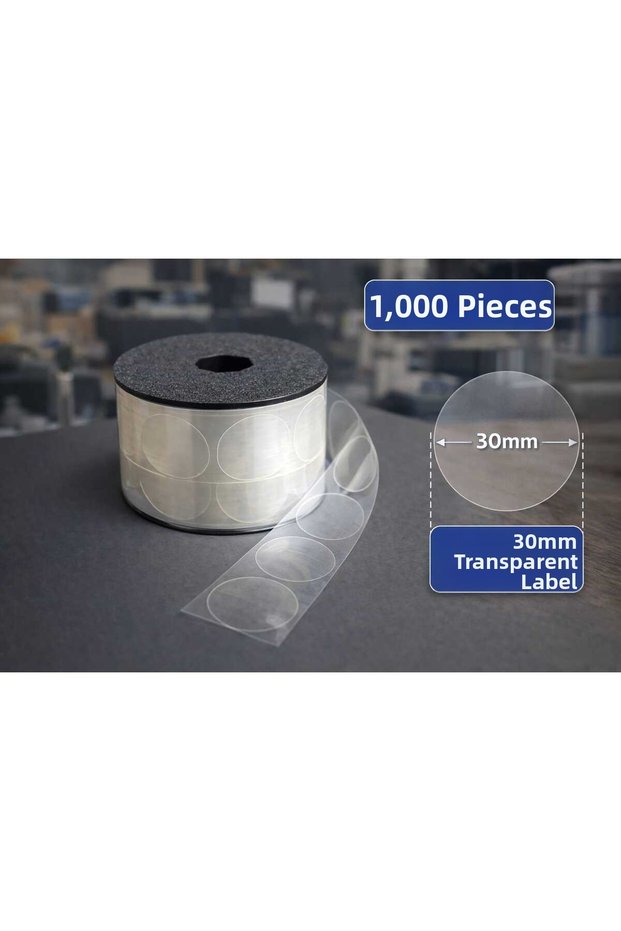 Round Cut Transparent Adhesive Tape Sticker Roll of 1,000 Pieces 3 cm Diameter Label (3X3)Cm