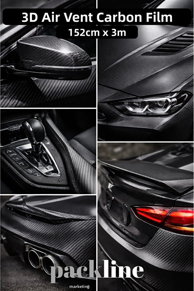 3D Black Carbon Fiber Finish Foil with Air Release 152cm X 3Meters