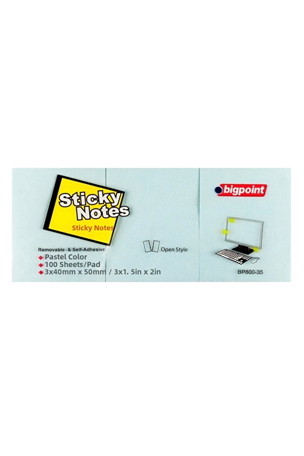 Adhesive Note Paper 3S 40X50Mm Blue - 1