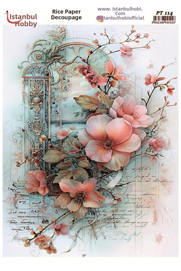 Rice Decoupage Paper 30X42Cm Pt-114 Flower