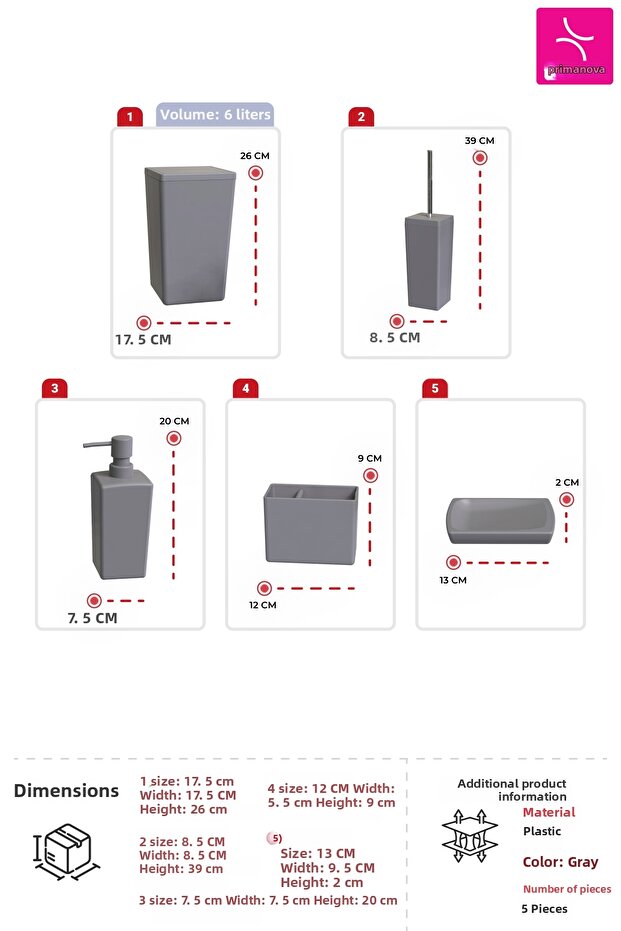 Biga Bathroom Set - Gray - 3