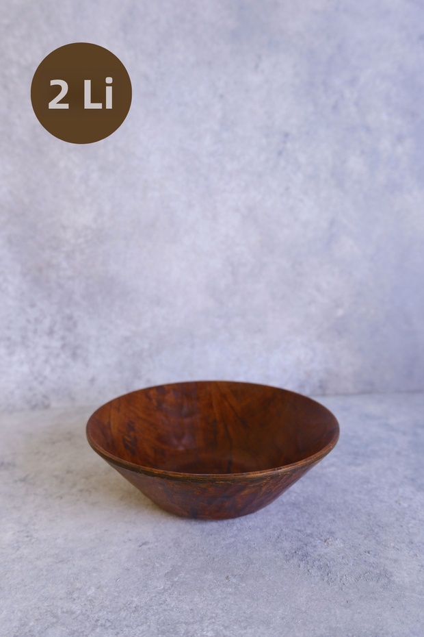 2 Li Ligna 19 cm Melamine Wood-Textured Salad Plate, Serving Plate, Deep Bowl, Snack Bowl
