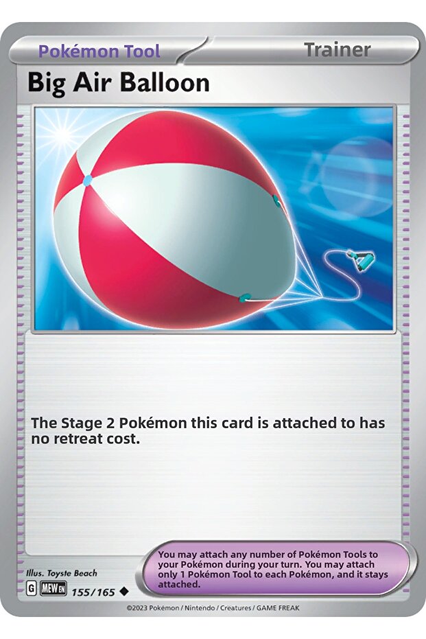 Big Air Balloon 155/165 Uncommon Licensed Game Card (Sv151)