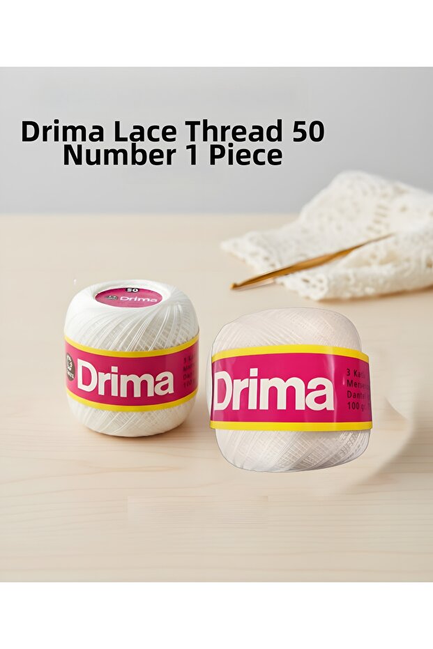 Drima Lace Yarn 50 Number White Color 100Gr 1 Piece