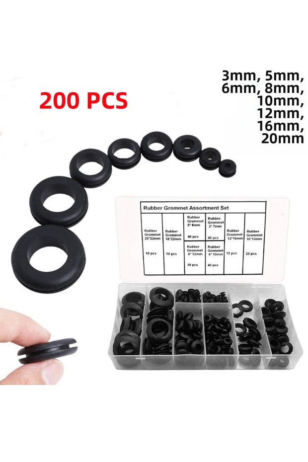 200pcs 3/5/6/8/10/12/16/20mm Seal Ring Oil Sealing Grommet Gasket for Protect Wire Cable H...