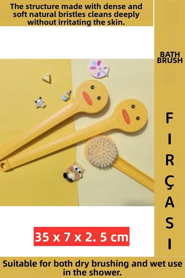 Durable Soft Natural Bristles Wet Dry Use Cute Duck Design Shower Bath Body Scrubber Brush