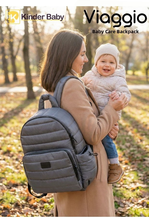 Viaggio Water Resistant Baby Care Bag with Thermal Bottle Bag and Diaper Pad